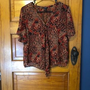 Black and orange sheer top